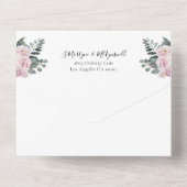 Dusty Rose Bloral Gold Circle Wedding All In One Einladung (Rückseite)