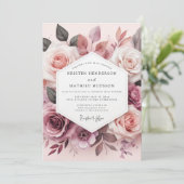 Dusty Rose Blossom Romance Wedding Einladung (Stehend Vorderseite)