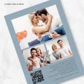 Dusty Rose & Blue Florals 3 Fotos QR Code Wedding Einladung