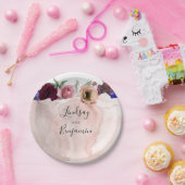 Dusty Rose Blue und Burgund Red Floral Wedding Pappteller (Party)