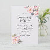 Dusty Rose Blues Blush Pink Engagement Party Einladung (Stehend Vorderseite)
