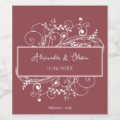 Dusty Rose Blühe Wedding Wine Label Weinetikett (Einzelnes Label)