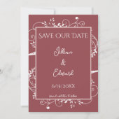 Dusty Rose Blühte Ankündigung Datum freihalten (Vorderseite)