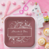 Dusty Rose Blühte Polterabend Paper Teller (Party)