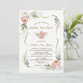 Dusty Rose Blume Airy Greenery Brautparty Einladung (Stehend Vorderseite)