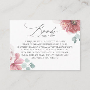 Dusty Rose Blume Elegante Bücher für Babykarte Visitenkarte