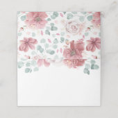 Dusty Rose Blume Elegante romantische Hochzeit Platzkarte (Außenseite Aufgefaltet)
