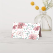 Dusty Rose Blume Elegante romantische Hochzeit Platzkarte (Rückseite)