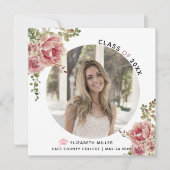 Dusty Rose Blume Klasse des 2023 Abschluss-Fotos Ankündigung (Vorderseite)