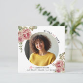 Dusty Rose Blume Klasse des 2023 Abschluss-Fotos Ankündigung (Stehend Vorderseite)