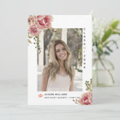 Dusty Rose Blume Klasse des 2025 Abschluss-Fotos Ankündigung (Stehend Vorderseite)