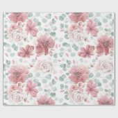 Dusty Rose Blume Muster Elegante Moderne Geschenkpapier (Flach)