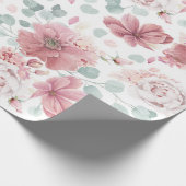 Dusty Rose Blume Muster Elegante Moderne Geschenkpapier (Ecke)