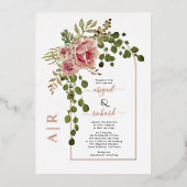 Dusty Rose Blume und Bogen Hochzeit reale Rose Gol Folieneinladung (Vorderseite)