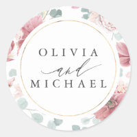 Dusty Rose Blume und Goldrahmen Elegante Hochzeit