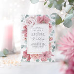 Dusty Rose Blume und Grüne Elegante Hochzeit Einladung<br><div class="desc">Rosa Blumen Romantische Hochzeitseinladungen</div>