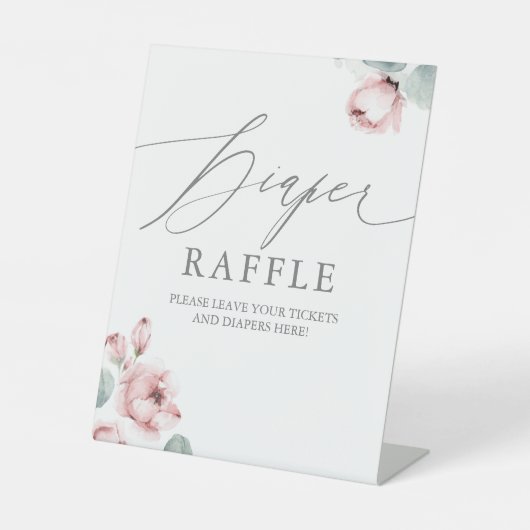 Dusty Rose Blume Windeln Raffle Ticket Place Zeich Sockelschild (Vorderseite)