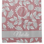 Dusty Rose Blumen - mit Monogramm Duschvorhang (Vorderseite)