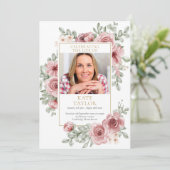 Dusty Rose Blumenbeerdigung Programm (Stehend Vorderseite)