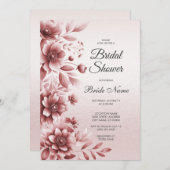 Dusty Rose Blumendusche Einladung (Vorne/Hinten)