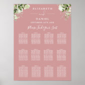 Dusty Rose Blumengrün Hochzeitsskizze Poster (Vorne)
