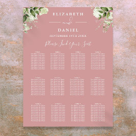 Dusty Rose Blumengrün Hochzeitsskizze Poster