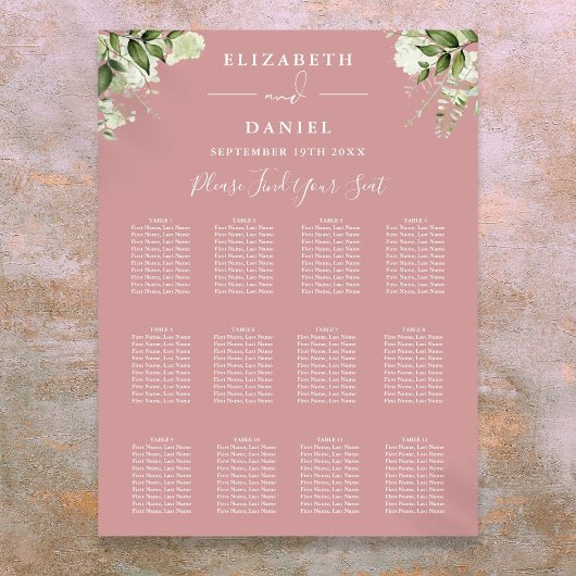 Dusty Rose Blumengrün Hochzeitsskizze Poster