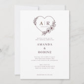 Dusty Rose Blumenherz Einladung zur Hochzeit (Vorderseite)