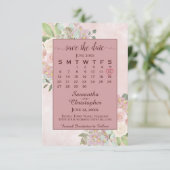 Dusty Rose Blumenkalender Save The Date (Stehend Vorderseite)
