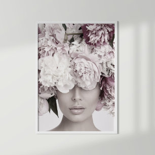 Dusty Rose Blumenmotiv Portrait Poster