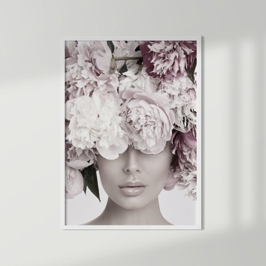 Dusty Rose Blumenmotiv Portrait Poster