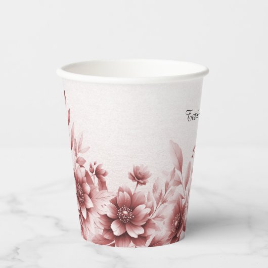 Dusty-Rose-Blumenpapiergruppen Pappbecher (Vorderseite)