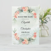 Dusty Rose Blumenreath Eukalyptus Greenery Save The Date (Stehend Vorderseite)