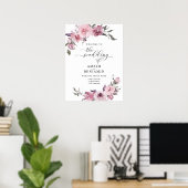 Dusty Rose Blumenrot Pink Mauve Wedding Willkommen Poster (Heimbüro)