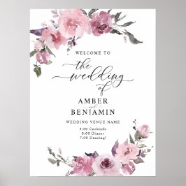 Dusty Rose Blumenrot Pink Mauve Wedding Willkommen Poster