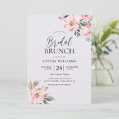 Dusty Rose Blumenrot Rosa Brautparty Brunch Einladung (Stehend Vorderseite)