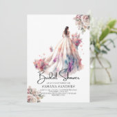 Dusty Rose Blumenschmuck Brautparty Einladung (Stehend Vorderseite)