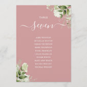 Dusty Rose Blumensitzplan Tischnummer (Vorderseite)
