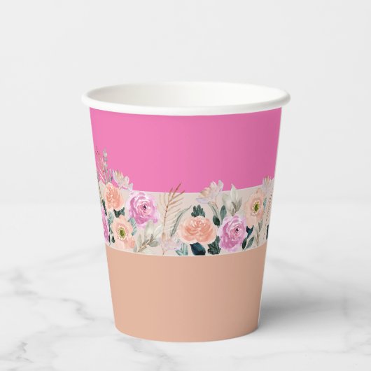 Dusty Rose Blumenstrauß Pappbecher (Rückseite)