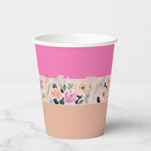Dusty Rose Blumenstrauß Pappbecher (Vorderseite)