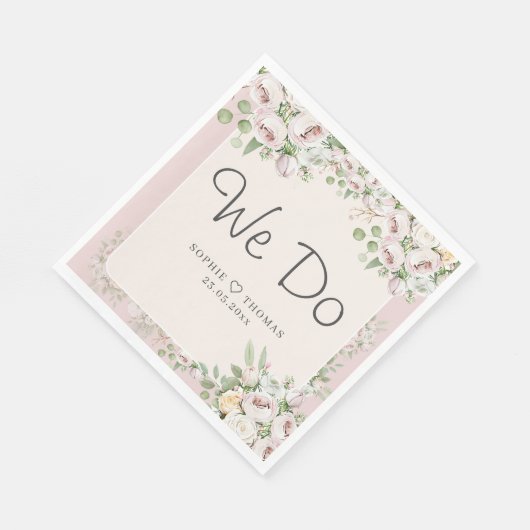 Dusty Rose Blumenstrauß Wir machen Hochzeit Serviette (Ecke)