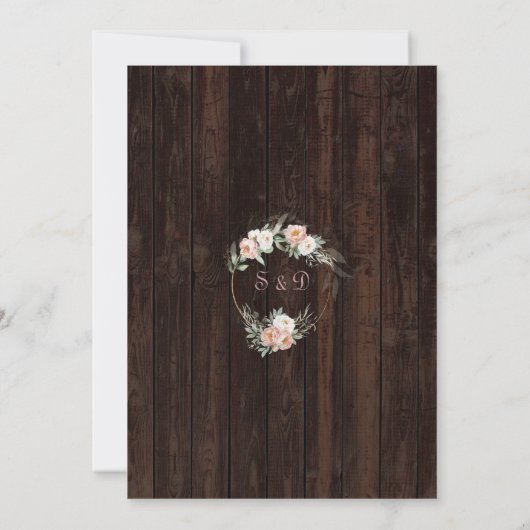 Dusty Rose Blumenzange Lights Wood I DO GRILLEN Einladung (Rückseite)