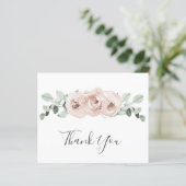 Dusty Rose Blumenzettel Hochzeit Dankeschön Karte (Stehend Vorderseite)