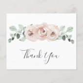 Dusty Rose Blumenzettel Hochzeit Dankeschön Karte (Vorderseite)
