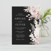 Dusty Rose, Blush & Black Elegance Wedding Einladung (Stehend Vorderseite)
