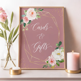 Dusty Rose Blush Blumenkarten und Geschenkzeichen Poster