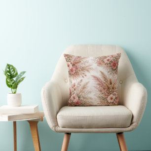 Dusty Rose & Blush Boho Blumenmuster Kissen