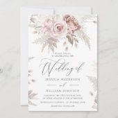 Dusty Rose Blush Boho Pink Bloral Wedding Einladung (Vorderseite)