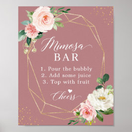 Dusty Rose Blush Brautparty Mimosa Bar Sign Poster