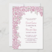 Dusty Rose Blush Burgundy Blumenstrauß Einladung (Vorderseite)